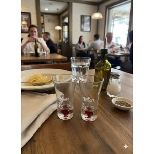 di Amore Amaretto Red Bubble Shot Glasses Etched 2 oz Set Of 2